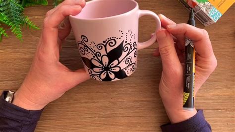 How To Decorate A Ceramic Mug With Paint Pens Youtube
