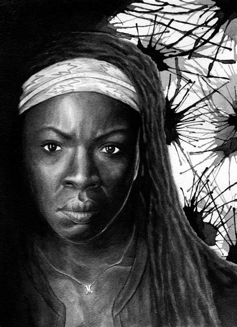 Michonne The Walking Dead Watercolor Portrait Art Print