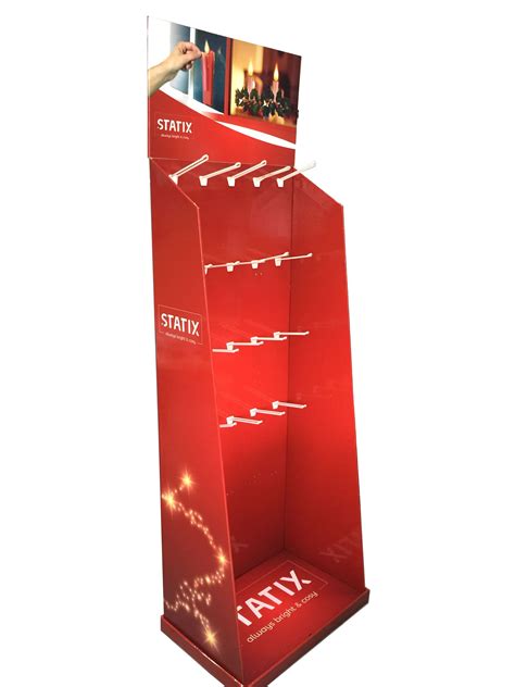 Red Color Cardboard Removable Peg Hooks Display Stand For Led Cardboard