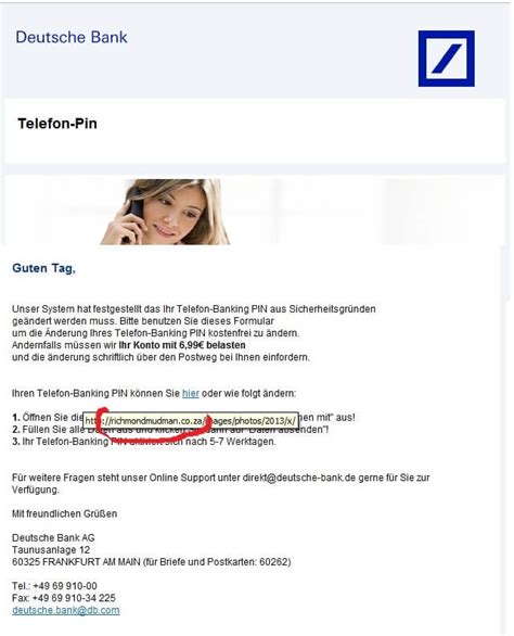 Deutsche Bank Will Änderung Der Telefon Banking Pin Corinna Goering