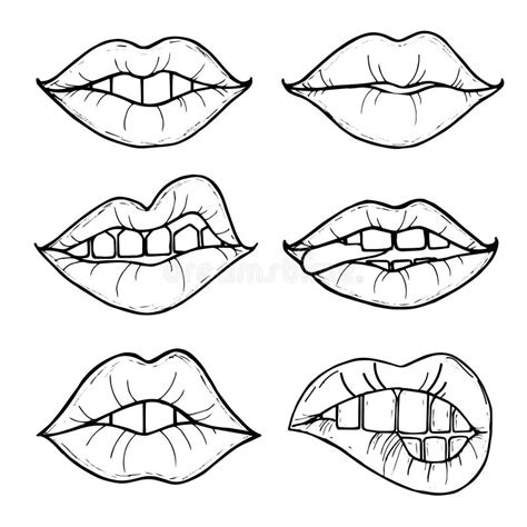 Open Female Mouth With Black Lips Womens Lips On A White Background