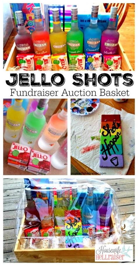 Add the vodka or rum and cold water, and stir to combine. Jello Shots Fundraiser Auction Basket - A rainbow of ...