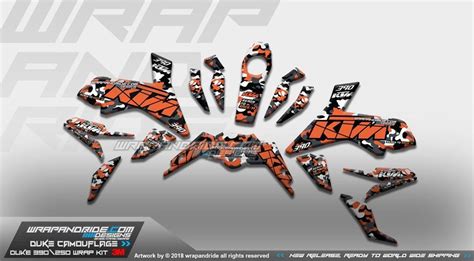 Multicolor Ktm Duke 125250390 Camouflage Full Body Wrap Decals