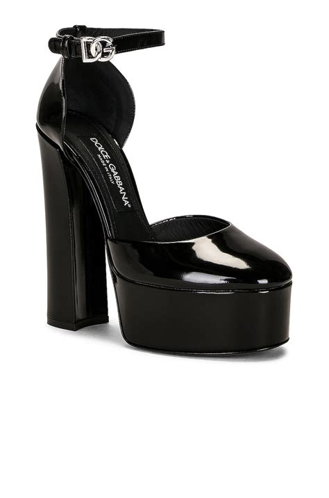 Dolce And Gabbana Shiny Calfskin Pumps In Black Fwrd