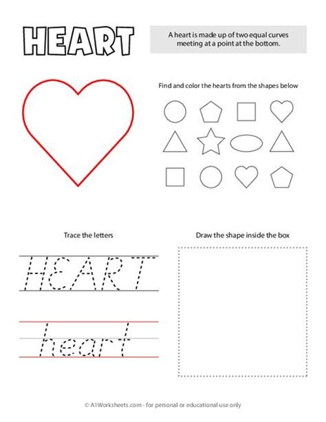 Trace And Color Heart Shape Worksheet