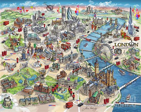 Illustrated Map Of London Painting By Maria Rabinky