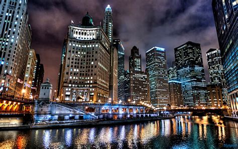Chicago And The Chicago River At Night A Pondering Mind