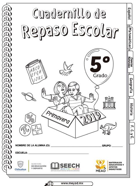 Cuadernillo De Repaso Escolar Quinto Grado De Primaria Primavera 2019