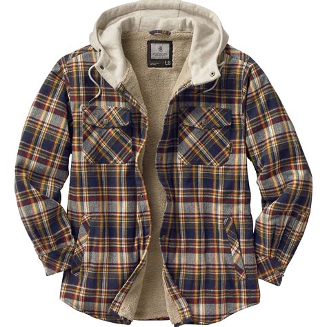 Legendary Whitetails Mens Camp Night Berber Lined Hooded Flannel