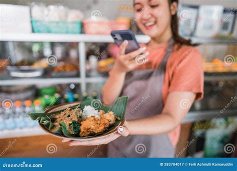 A Plate Of Pecel Rice Photographed By An Asian Girl Stock Image Image