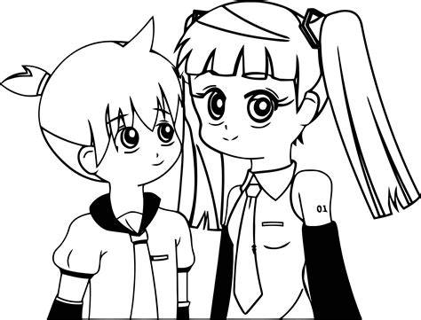Manga Boy Sister Coloring Page