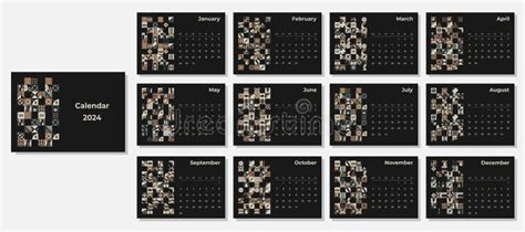 Calendar 2024 Geometric Patterns Calendar Template 2024 Year Geometric Shapes 279043727 
