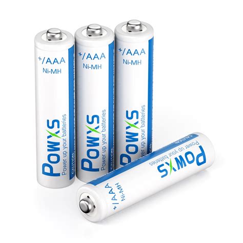 Powxs 4 Pack Aaa Rechargeable Batteries 800mah Pre Charged Triple A 1