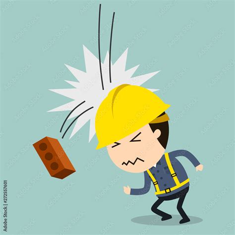 Collision With Falling Brick Vector Illustration Safety And Accident