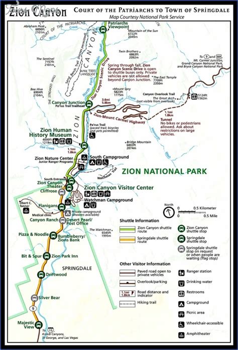 Road Map Zion National Park Wayne Baisey