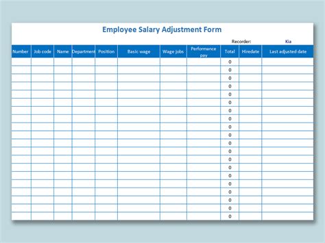 Excel Of Blue Employee Salary Adjustment Form Xlsx Wps Free Templates