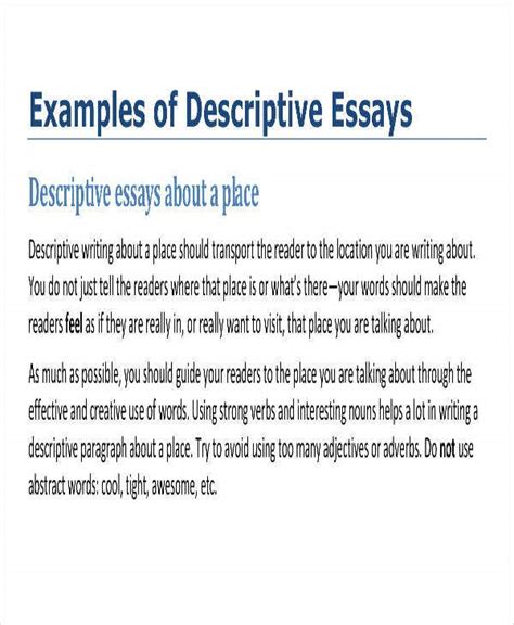 11 Free Descriptive Essay Templates Pdf Doc Free And Premium Templates