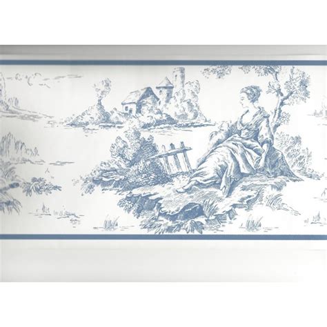 Free Download On Soft White Colonial Toile Wallpaper Border All 4 Walls