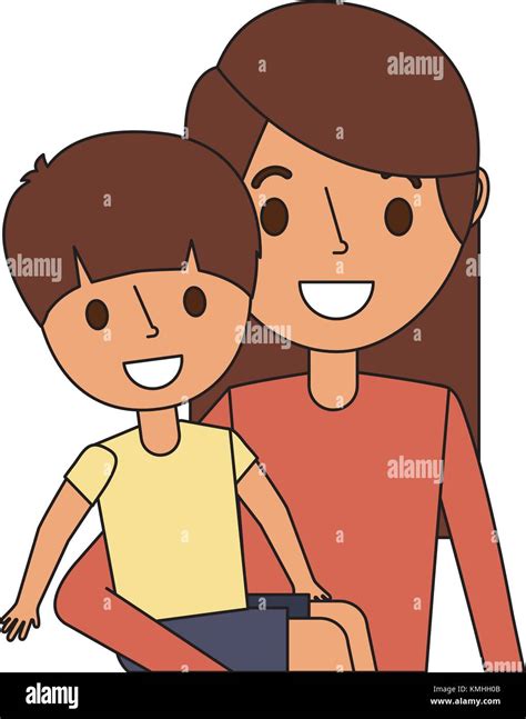 portrait mother carrying her little son stock vector image and art alamy