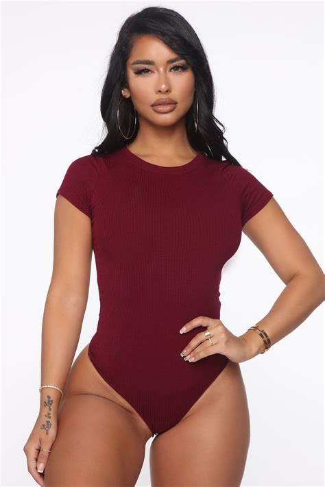 Aliza Ribbed Bodysuit Wine Bodysuit Fashion Ribbed Bodysuit Fashion Nova