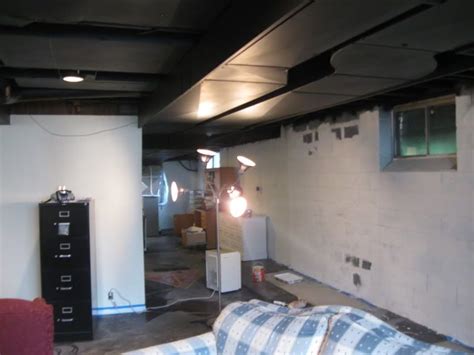 Lots Of Exposed And Painted Duct Work In This Basement Basement