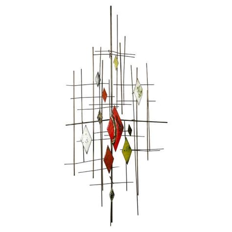 mid century modern brutalist abstract brass and enamel wall sculpture 1960s for sale at 1stdibs