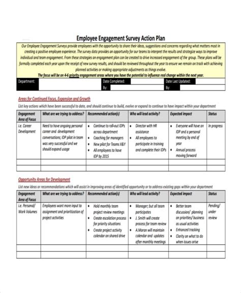 Action Plan Template For Employee