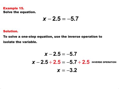 Math Example Solving One Step Equations Example 15 Media4math