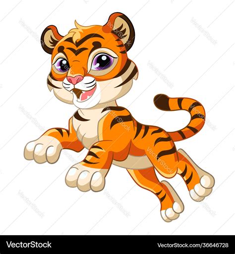 Cute Jumping Tiger Cartoon Character Royalty Free Vector