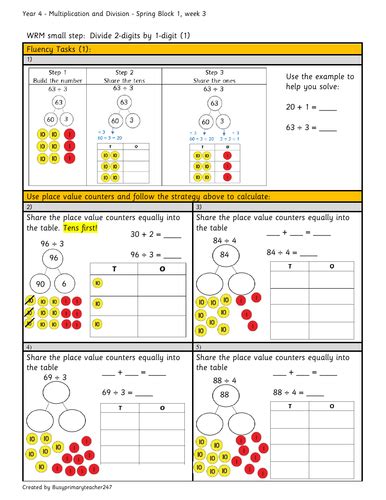 Divide Two Digit Numbers By One Digit Number Worksheets