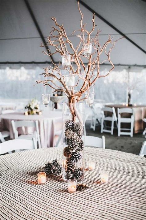 Perfect And Romantic Winter Wedding Branch Centerpiece 30