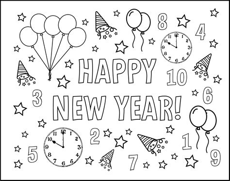 Free Printable New Years Eve Placemats To Color • Rose Clearfield