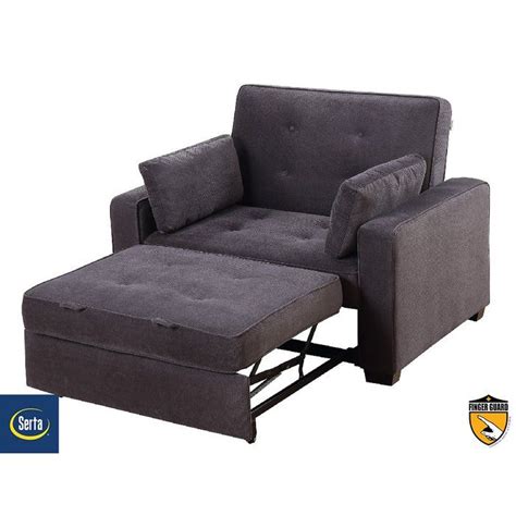 Strong wood frame wrapped by supportive foam and durable linen fabric. The Serta Anderson Twin Convertible Chair is a pull-out ...
