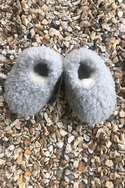 Childrens Irish Wool Slippers Stone Grey