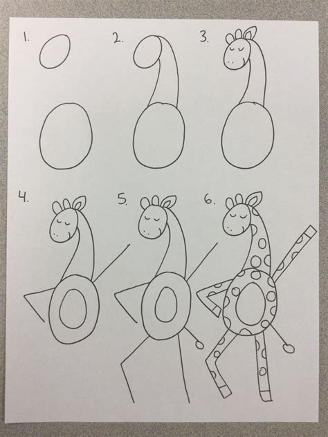 How To Draw Gerald The Giraffe Kindergarten Art Lessons Elementary