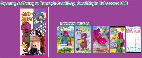Stop, look and be safe and eat, drink and be healthy (october 1, 1997) 5 barney home video screener. Opening and Closing to Barney's Good Day, Good Night 2000 VHS | Custom Time Warner Cable Kids ...