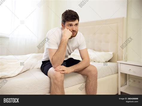Man Sitting On Bed Image Photo Free Trial Bigstock