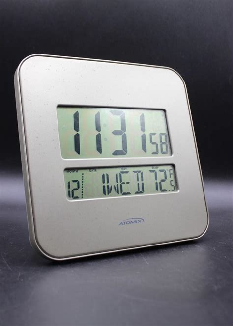 Atomix Battery Operated Wall Or Table Clock Time Date And Thermometer