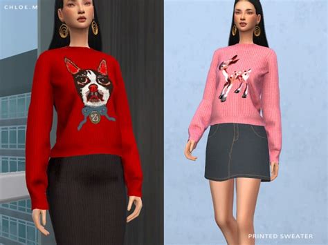 The Sims Resource Printed Sweater By Chloemmm • Sims 4 Downloads