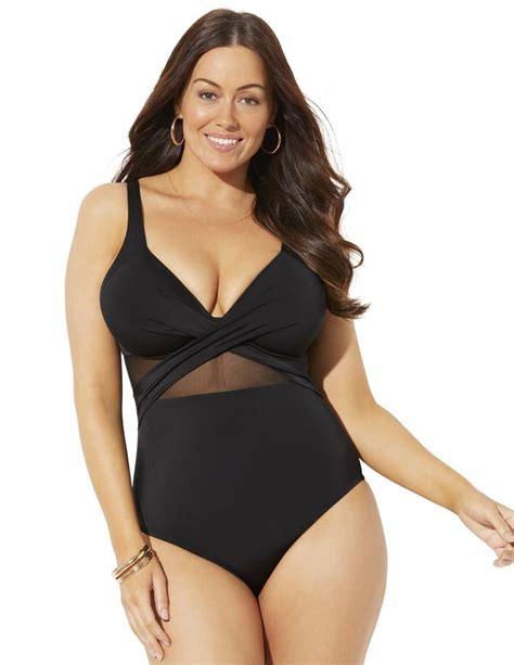 Swimsuitsforall Swimsuits For All Women S Plus Size Cut Out Mesh Underwire One Piece Swimsuit