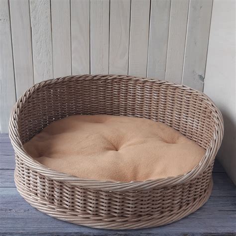 Wicker Dog Bed Modern Pet Bed With Mat Personalized Small Dog Etsy