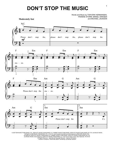 Dont Stop The Music Sheet Music By Rihanna Easy Piano 160971