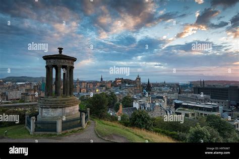 Dugald Stewart Monument View From Calton Hill Across Historic Centre