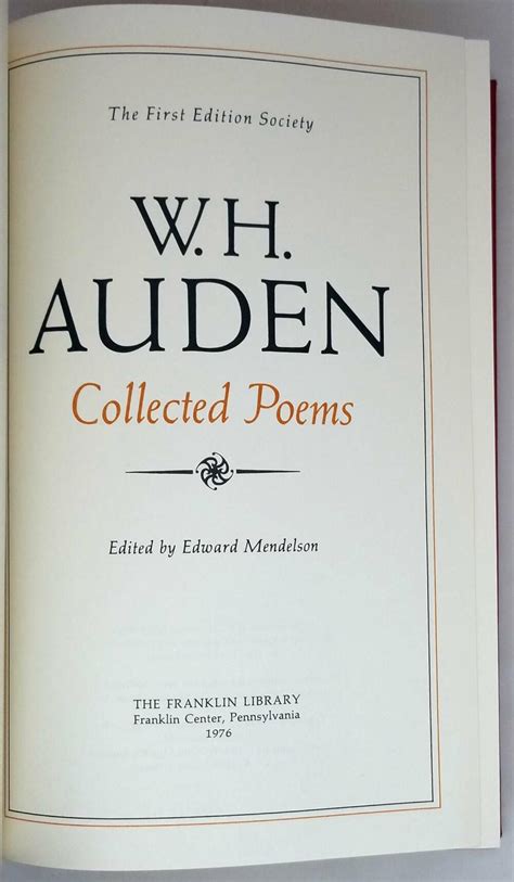 Collected Poems W H Auden 1976 1st Edition Franklin Library