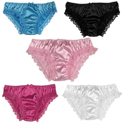 SATIN LACE FRILLY Sissy CDTV Full Panties Knicker Briefs Underwear Size S XXL PicClick UK