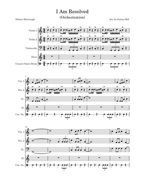 I Am Resolved Orchestration Sheet Music For Flute Snare Drum Violin