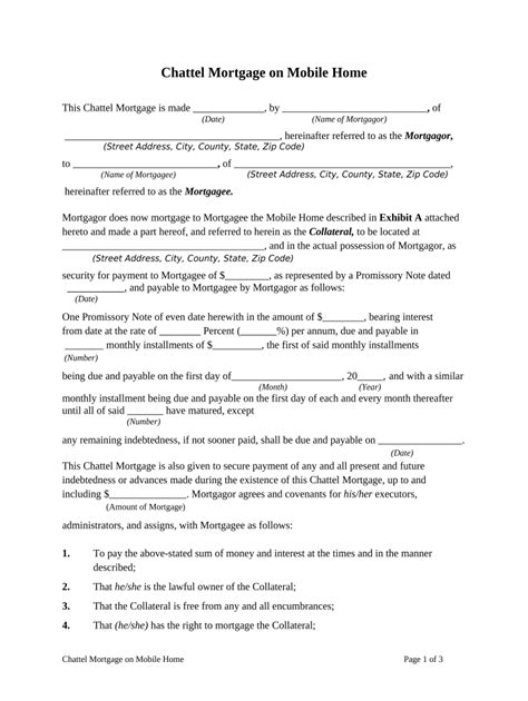 Chattel Mortgage On Mobile Home Form Fill Out And Sign Printable Pdf Template Signnow
