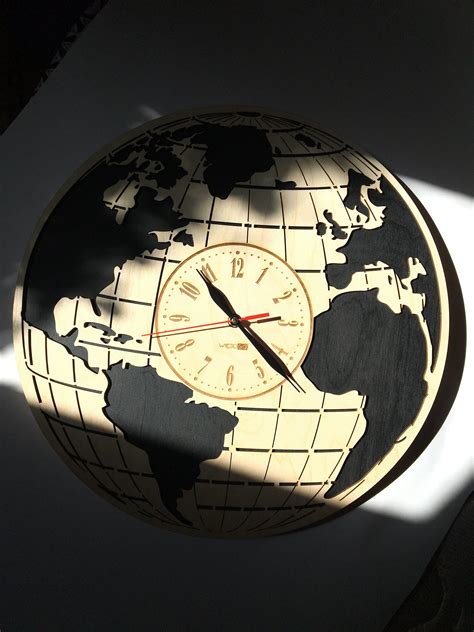 World Map Wall Clock Decor Interior Design Anniversary Etsy Uk