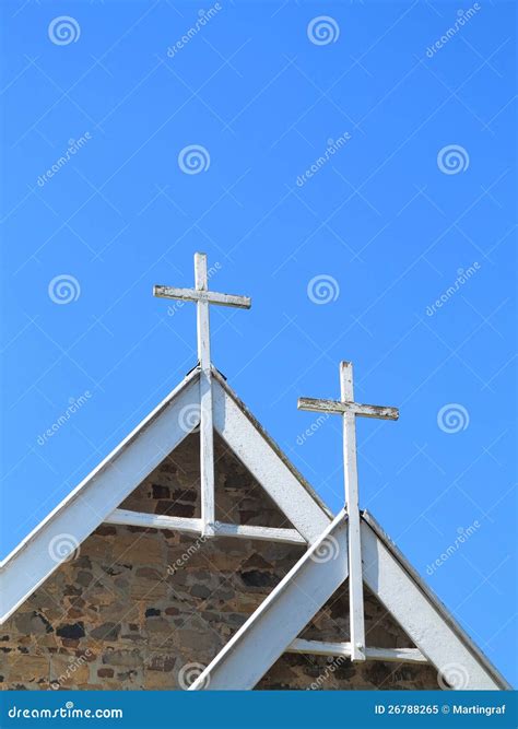 White Crosses On Chapel Roof Stock Image Image Of Crucifixes Church