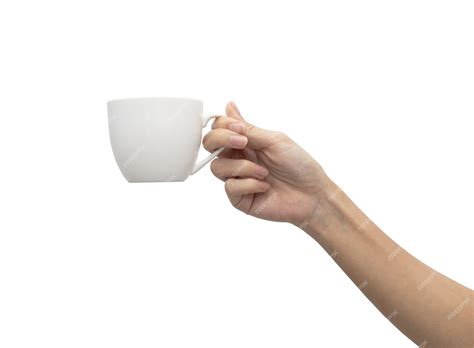 Premium Photo Woman Hand Holding Coffee Cup Isolate On White Background